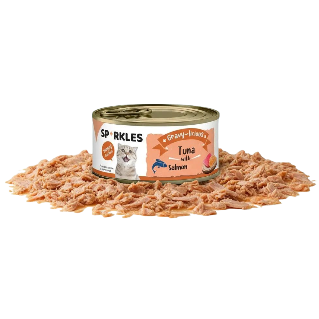 Wet Food for Adult Cat with Tuna and Salmon Flakes in Gravy photo 1