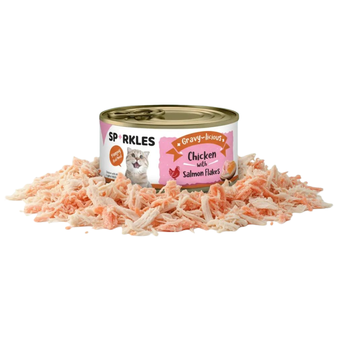 Wet Food for Adult Cat with Chicken and Salmon Flakes in Gravy photo 1